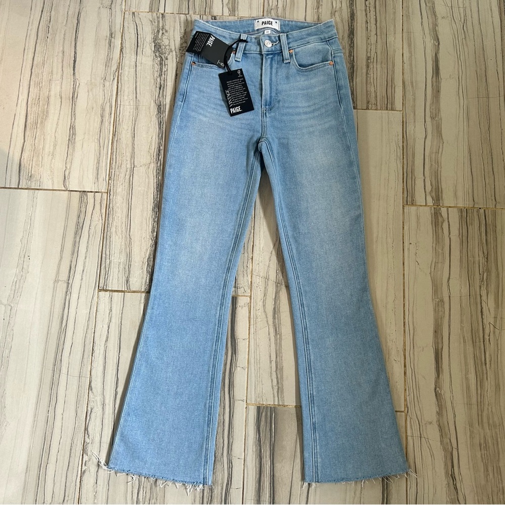 NWT New PAIGE Colette High Rise Light Blue Cropped Flare Stretch Jeans - Picture 2 of 16